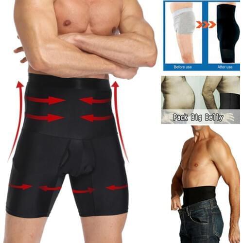 Men Tummy Control Shorts High Waist Slimming Underwear Body Shaper Seamless Belly Girdle Boxer Briefs Men Shapewear