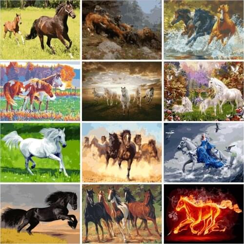 Oil Paint Horse DIY Painting By Numbers Animals Kit Coloring By Numbers Wall Art Picture Acrylic Paint On Canvas Home Decor