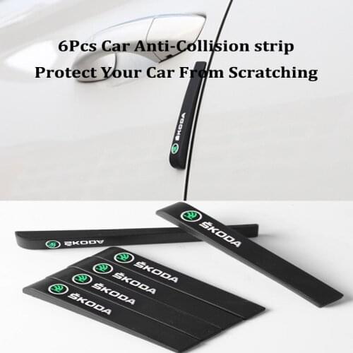 6Pcs Car Anti Collision Bumper Strip Sticker Auto Body Protection Decal Exterior For Skoda Octavia Rapid Kodiaq Superb Karoq