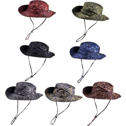 Unisex Outdoor Wide Brim Camouflage Boonie Bucket Hat Sun Protection Fishing Cap