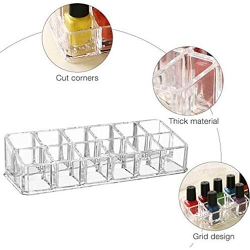 12 Slots Plastic Transparent Multi-compartment Cosmetic Storage Box Lipstick Display Stand Lipstick Storage Box Makeup Box