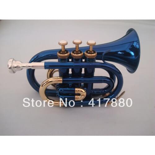 Professional Blue Gold Plated Bb Pocket Trumpet Boquilla Para Trompeta Professional Musical Instruments Trumpet