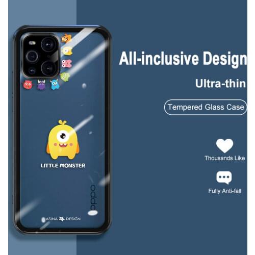 ASINA Transparent Tempered Glass Case For OPPO Find X3 Shockproof Cute Cartoon Couple Cover Bumper For OPPO Find X3 Pro Princess