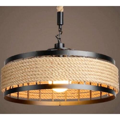 Retro Hemp Rope Pendant Light Loft Vintage Lamp For Restaurant Bedroom DiningRoom Coffee Bar Lighting Vintage Pendant Lamp