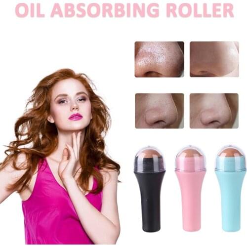 Face Oil Absorbing Roller Volcanic Stone Blemish Remover Face T-zone Oil Removing Rolling Stick Ball Summer Face Skin Care Tool