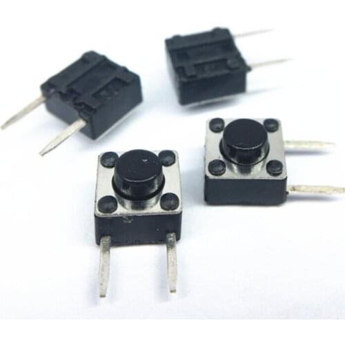 100PCS/LOT 6*6*5mm Tactile Switch Black Square Push Button Tact Switch 6x6x5 mm Micro Switch 0.1A 12V 2 terminals