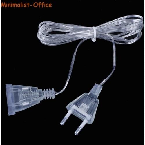 3M EU Power Extension Cable Plug Transparent Standard Power Extension Cord For Home Holiday Led String Light Christmas Lights