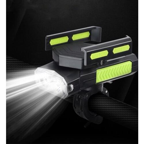 5In1 Bicycle Light Flashlight Rechargeable Headlight Bike Phone Holder Horn Lights Power Bank Cycling Lanterns Riding Equipment