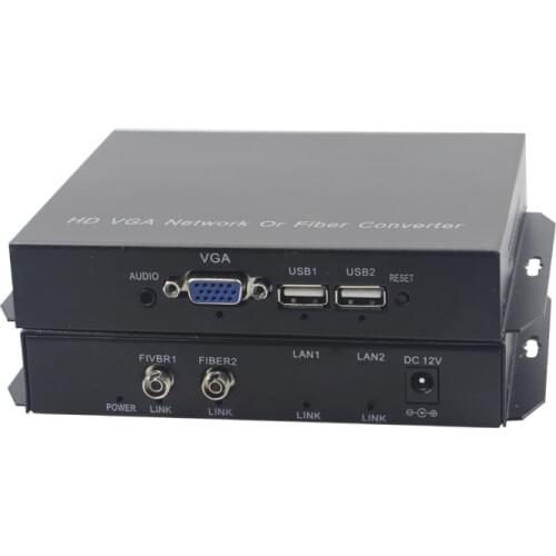 High Quality VGA KVM Extender Optical fiber converters with Stereo 3.5mm Audio/ 2 KVM USB 1080P,2 FC Optical port ,S/M 20Km