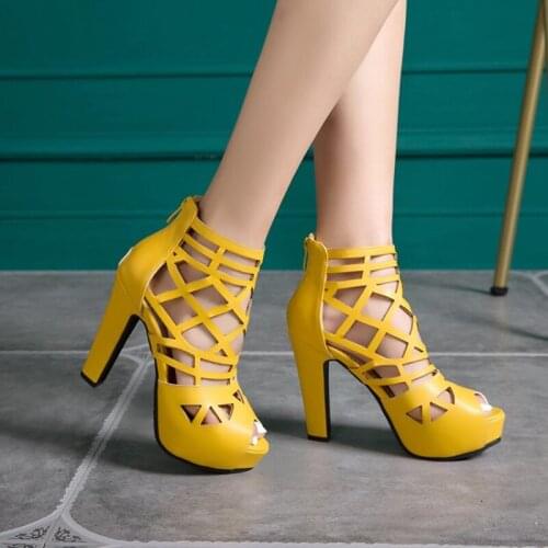 Gladiator sandals women Plus size 34-50 Platform Open Toe Ankle Zipper High Heel11.5cm Dressy Sexy wedding party shoes 3039