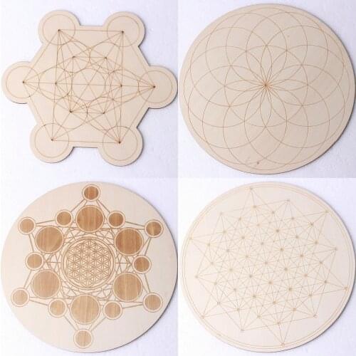 1PC Natural Wood Slice Round Carved Rune Meditation Feng Shui (20cm)