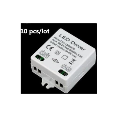 10pcs/lot Hot Sale DC 12V 0.5A AC 100-240V Conductor del LED transformador led driver LED constant voltage power 6W