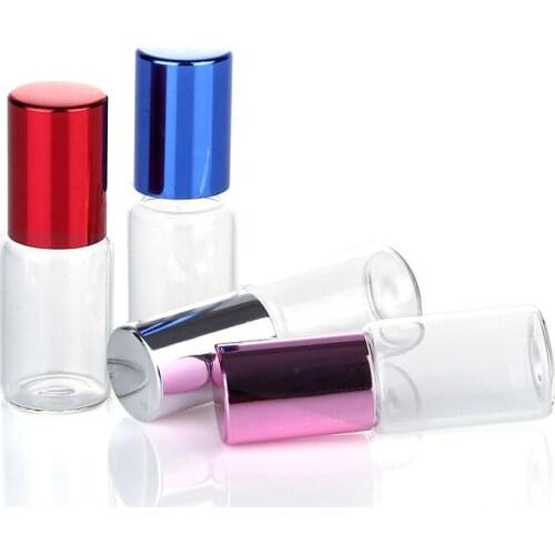 100 x 5MLEmpty Clear Refillable Glass Roll on Bottle with Glass Ball Small 5cc Transparent Roll on Perfume Containers