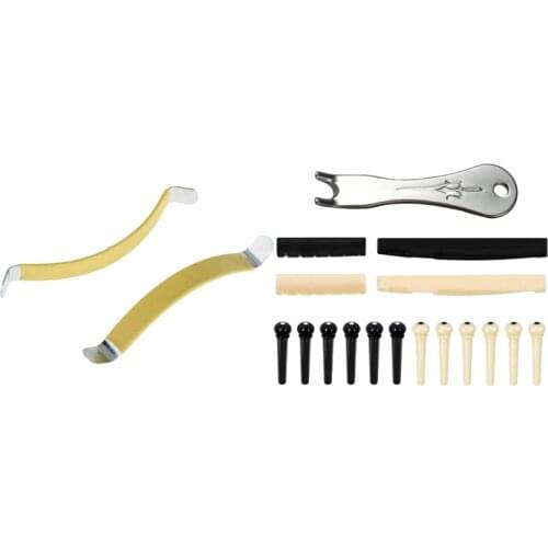 2Pcs Metal String Spreaders Guitar Luthier Tool & 1set Guitar Bridge Pins Puller Pulling Remover Extractor Tool