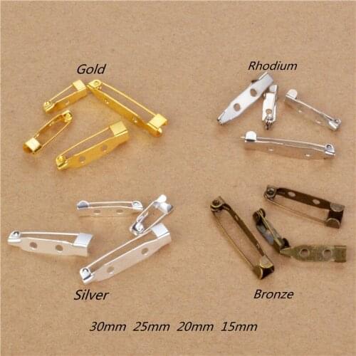 40pcs 15mm 20mm25mm 30mm Safety Lock Back bar Pin DIY brooch base, use for brooch and hair jewelry
