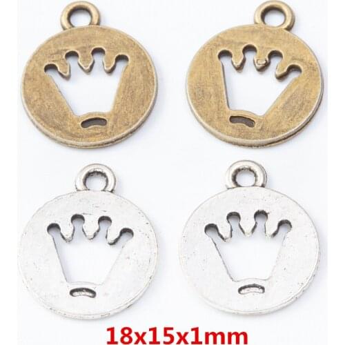 60 pieces of retro metal zinc alloy Crown pendant for DIY handmade jewelry necklace making 7651