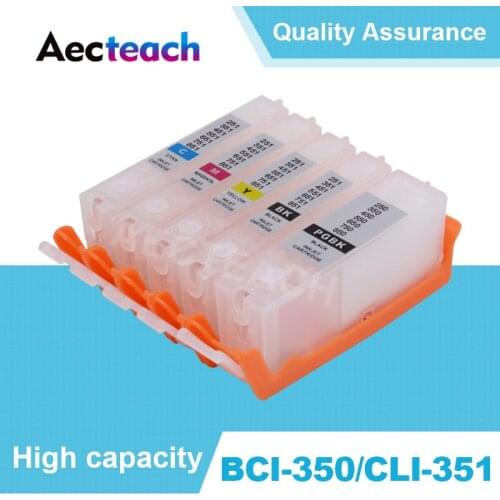 Aecteach BCI 350 CLI 351 Printer Ink cartridge for Canon PIXUS MG5430 5530 MG5630 6330 6530 MG6730 7130 7530 Printer
