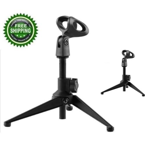Bolymic Desktop Microphone Stand Mic Mount Tripod with Mic Holder Clip For shure microphone NEW