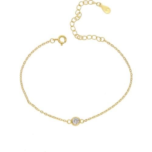 100% 925 Solid Sterling Silver Fashion Womens Jewelry Round CZ Bracelet 16cm +5cm chain Girl Lady Gift