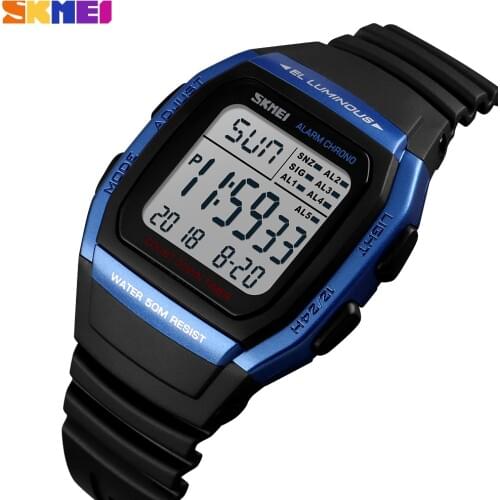 Brand SKMEI 1278 Fashion Square Digital Watch Quality Plastic Sport Alarm Chronograph Electronic Men Watches Reloj Hombre