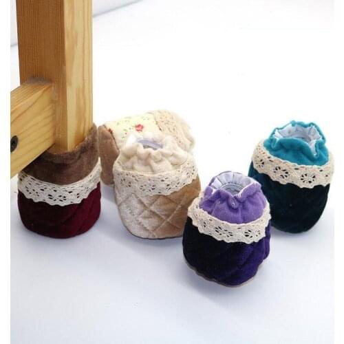 8pcs/Lot Flannel Chair Leg Caps Home Decor Furniture Foot Cover Chair Leg Socks Non-Slip Cloth Foot Pad Floor Protection Caps