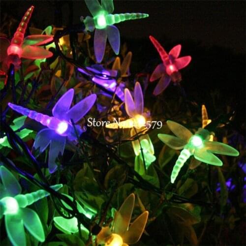 5M 20 LED Solar Powered Lamp Dragonfly Fairy String Lights for Wedding Christmas Party Festival Outdoor Garden Patio Decor