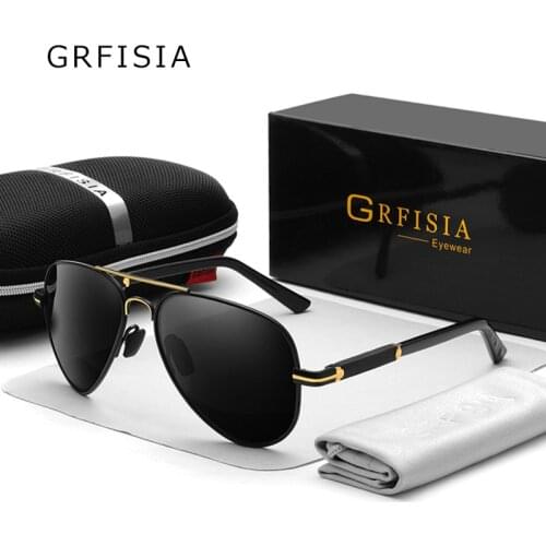 GRFISIIA Fashion Pilot Sunglasses Men Polarized UV High Quality Polaroid Lens Sun Glasses Square Eyewear Retro Male Gafas G562