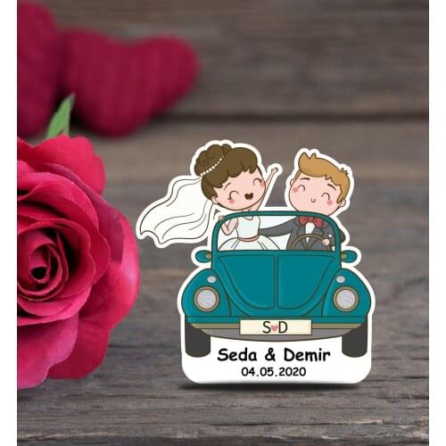 İsme Special Mention, Henna, Wedding, Engagement, Wedding Souvenir Wooden Magnet 25 Pcs