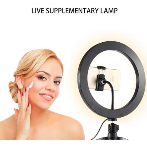 10 Inch Ring Fill Light LED Ring Light Tricolor Fill Light Selfie Makeup Live Stream 2700K-6500K Lamp With Clip USB Supply Light