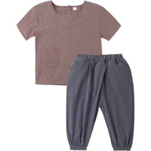Summer Suit Clothing Sets Boy Sets Baby Clothes Kids Suits Summer Boys Cotton And Linen Short Sleeved Two-Piece Suit