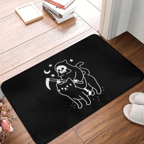 Death Rides A Black Cat Doormat Carpet Mat Rug Polyester Anti-slip Floor Decor Bath Bathroom Kitchen Bedroom 40*60