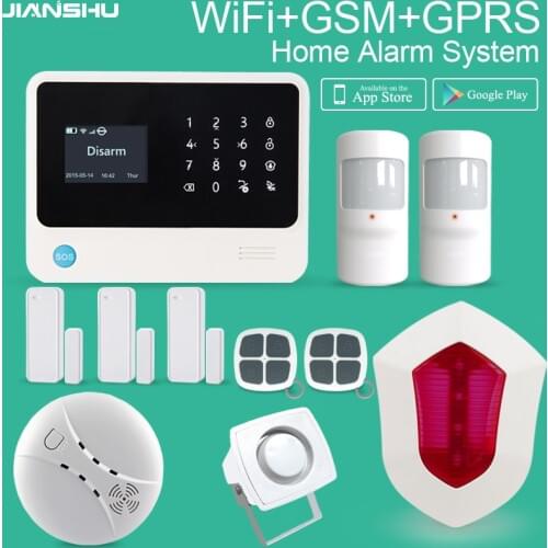 Best Selling GSM WIFI Home Security Alarm System Support 8 Wired Zones GSM WIFI GPRS Home Burglar Alarm System with strobe Siren