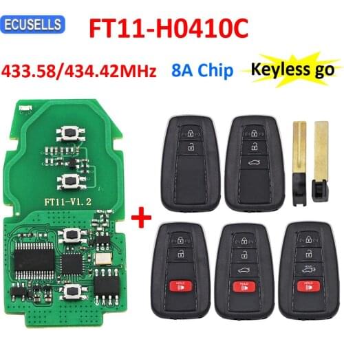 Lonsdor FT11-H0410C 433.58/434.42MHz 8A Chip Electonic Circuit Board for Toyota 2/3/4 Button Smart Remote Car Key with Key Shell