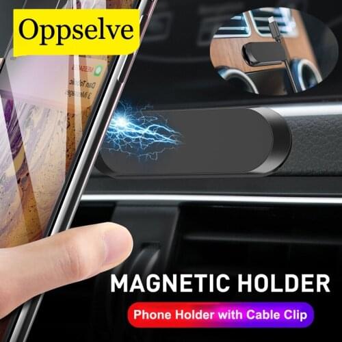 Magnetic Car Phone Holder Mobile Phone Holder Stand with Cable Clip in Car For iPhone 11 12 Xiaomi Car Magnet Mount Holder Stand