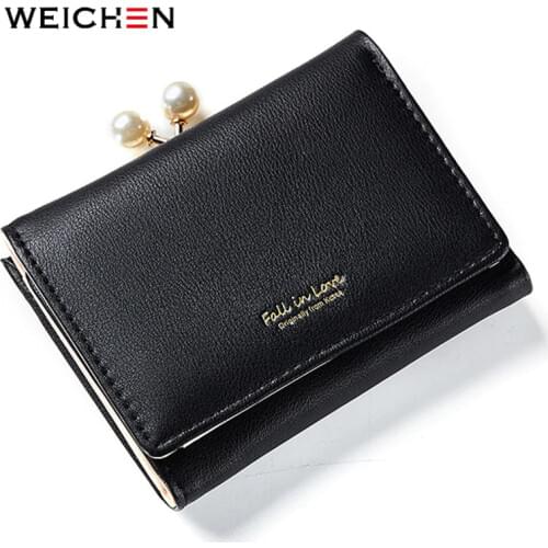 WEICHEN Fashion Trifold Ladies Wallets With Clip Coin Pocket Card Holder Brand Small Wallet women High Quality Female Purse