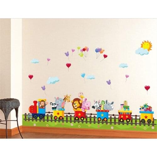 Animal Cartoon Wall Stickers Cute Monkey Elephant Wall Stickers Baby Nursery Wall Decals Kids Room Living Room Home Decor