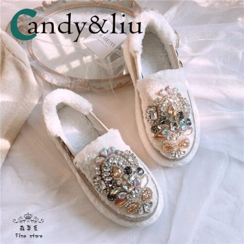 New original heavy industry snow boots with diamond and cashmere