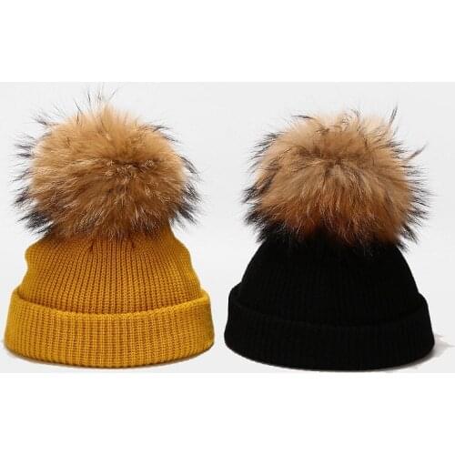 1-5 Years Old New Kids Girls Boys Winter Warm Childen Knit Hat Furry Balls Pompom Solid Warm Cute Lovely Wind Beanie Cap Gifts