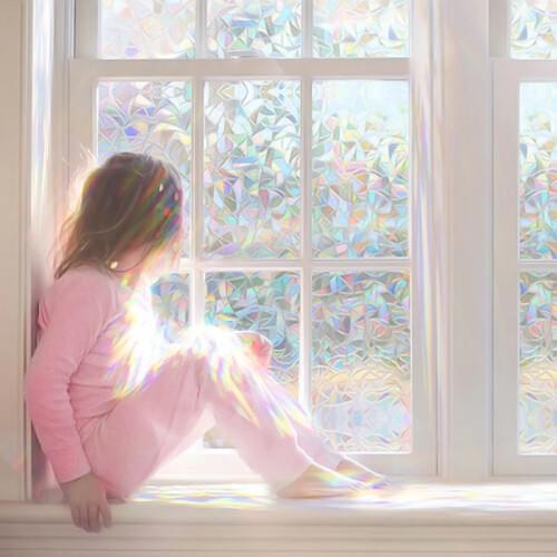 Rainbow Color 3D Window Film Self Adhesive Stained Privacy Glass Foil PVC Anti Uv Glass Tint Film Home Decor Window Decorative