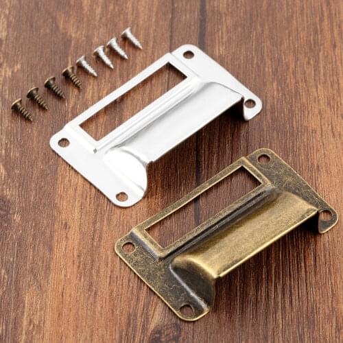 66*39mm Antique Furniture Cupboard Shell Label Tag Pull Handle Card Holder Vintage Kitchen Drawer Cabinet Door Handle Knob