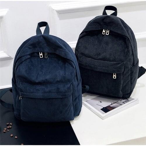 Corduroy Backpack Fashion Women School Backpack Pure Color Women Backpack Teenger Girl School Bags Female Mochila Bagpack Pack