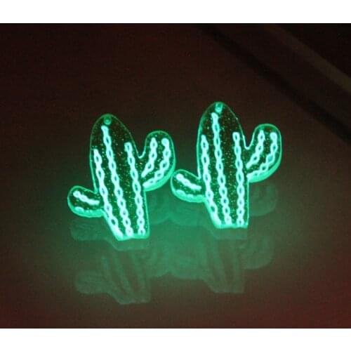 Crystal Tree cactus Ear Cuff Saguaro Cactus GLOW in the DARK Ear Clip Earrings Stud Eardrop Earrings WOMEN Girls Emerald green