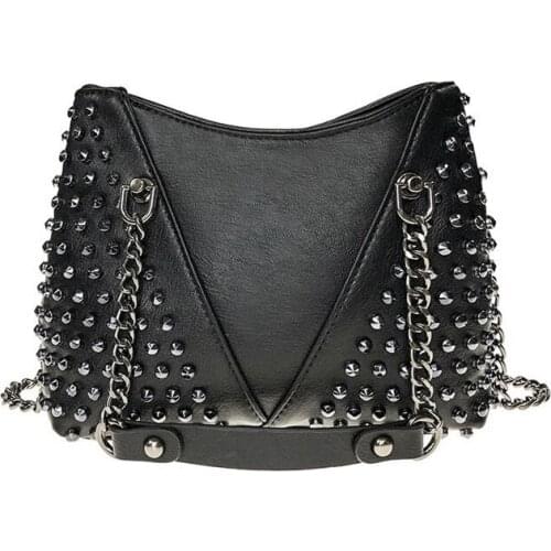 ANNRMYRS Rock Rivet Shoulder Bag Female Small Bags For Women Handbags Punk Handbag Leather Women Messenger Bags Purses