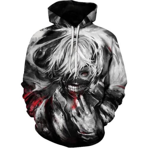 Tokyo Ghoul Hoodies 2019 New Fashion Funny Anime Hoodie and Sweatshirts 3d Hooded harajuku Hip Hop Men Women Coat Men sweatshirt