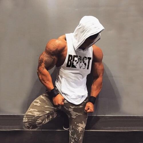BEAST MODE Hoodie Men Summer Outfits Gym Bodybuilding Tanks Workout Hooded Sweatshirts