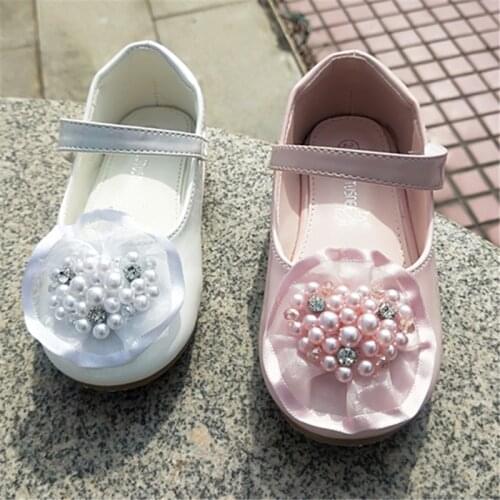 Girl Dress Shoes Autumn New Fashion Princess children Girl Party Solid Pretty school shoes Pearl Heart Shape Leather Kids Shoes