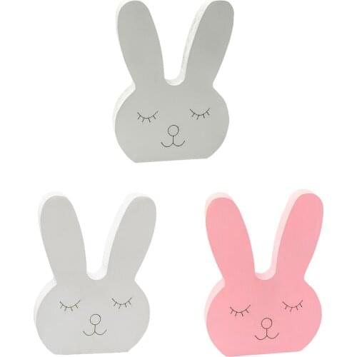 Rabbit Shaped Ornament Wooden Crafts Kids Room Decor Party Centerpieces