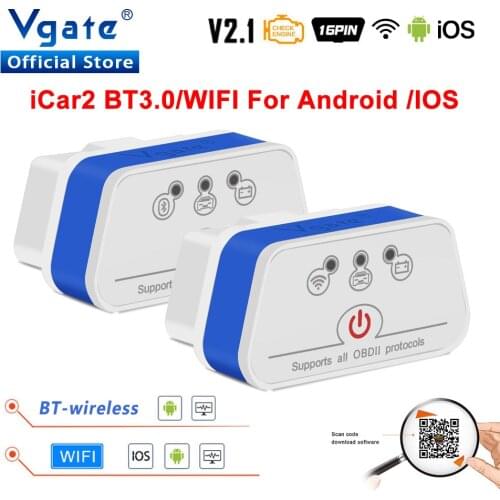Vgate iCar2 elm 327 Bluetooth Code Reader wifi Auto Diagnostics Tools obd2 Auto scanner ELM327 V2.1 wifi OBD 2 interface adapter