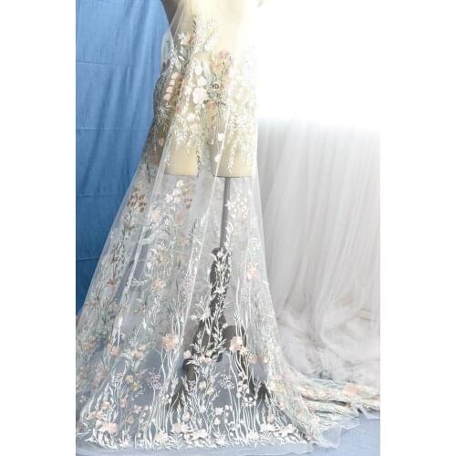 Embroidery branch shape multicolor special fabric lace 5 yards for dress