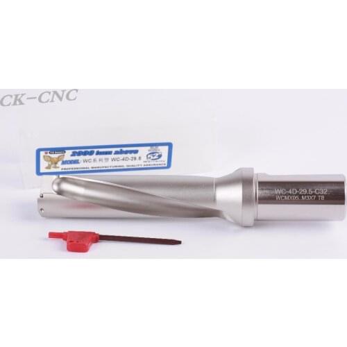 Hight quality WC-4D-29.5 C32 U drill indexable drill CNC TOOL 29.5mm-4D Machining length=118mm for WCMX050208 insert
